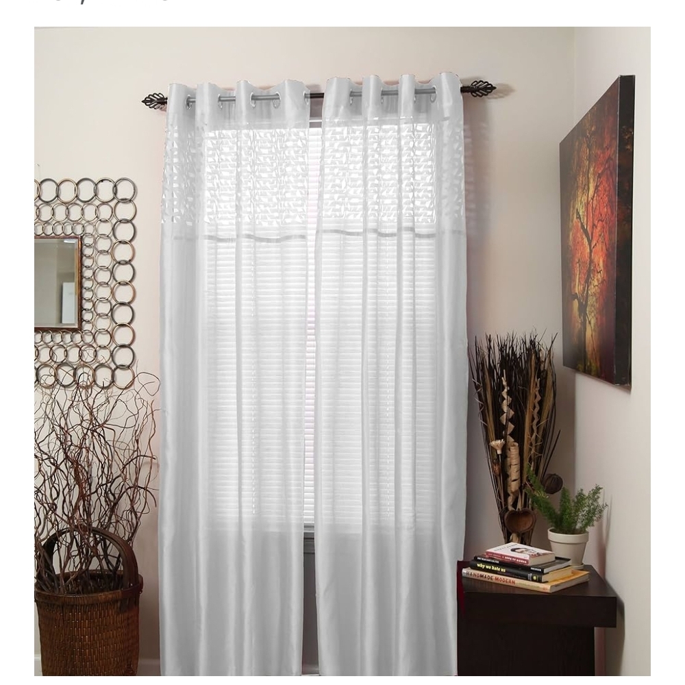 Lavish Home Alla Grommet Curtain Panel, 84-Inch, White 4 Packs